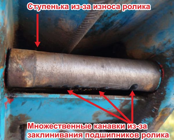 Износ направляющего ролика троса