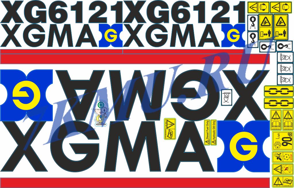 Набор стикеров на погрузчик XGMA XG6121