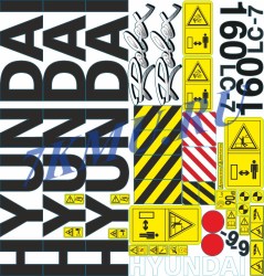 Набор стикеров экскаватора Нyundai 160LC-7