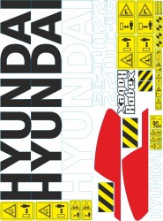 Набор стикеров экскаватор Хендай 220LC-9S